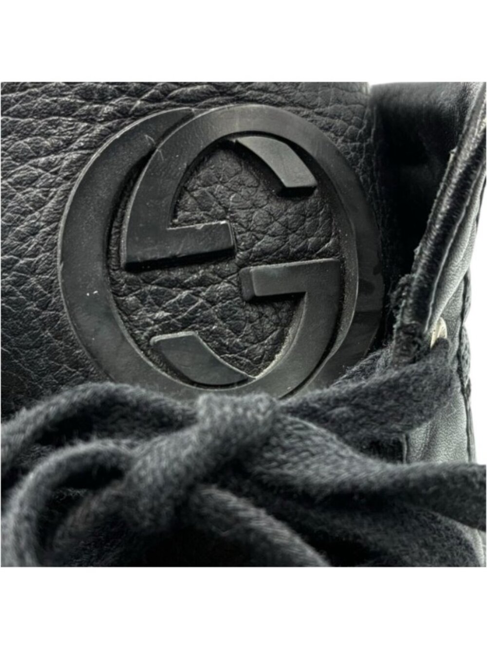 Gucci High Cut Sneakers Leather Black Sherry Line 7.5 - Picture 8 of 9